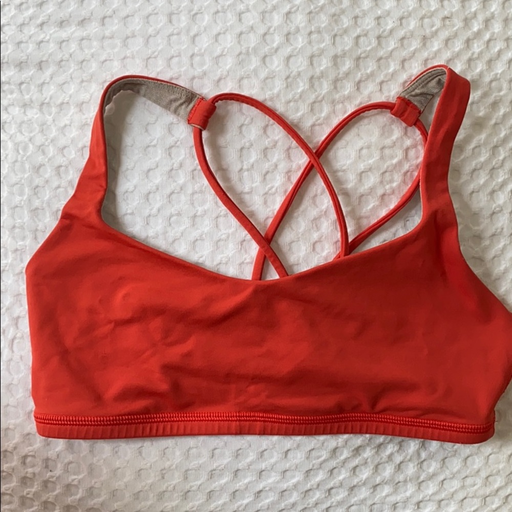 Lululemon strappy sports bra, coral/red, size 6